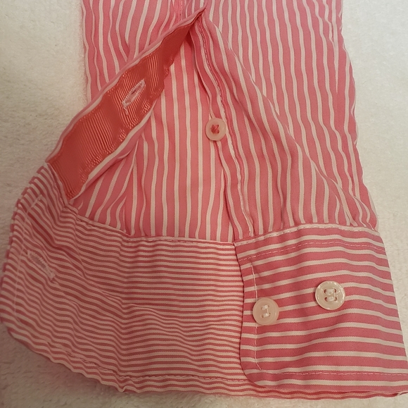 H&M Women's Long Sleeve Striped Button Down Shirt Pink And White Size 6 - Picture 7 of 15